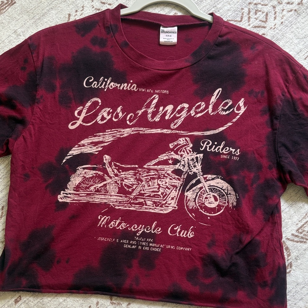 No Boundaries Burgundy and Black Tie-Dye Los Angeles Motorcycle Tee